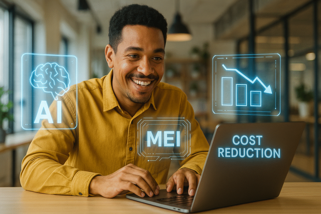 Microempreendedor otimizando negócios com IA acessível para MEI