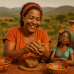 Artesã trabalhando com cerâmica ancestral do Vale do Jequitinhonha