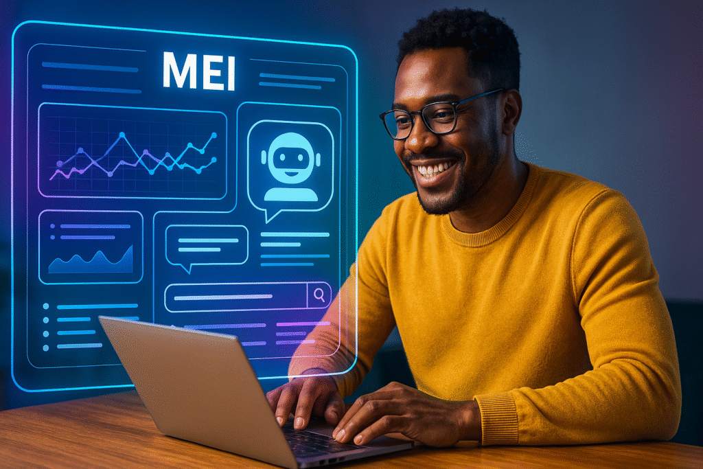 MEI usando navegador com IA para otimizar busca e tarefas em 2025