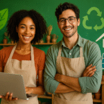 Microempreendedores no Mercado de Carbono MEI 2025 com símbolos de sustentabilidade