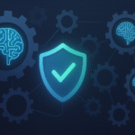Sistemas agênticos em IA, simbolizando inovação e gestão de riscos