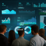 Painel digital do DataSebrae com gráficos e MEIs analisando dados para o futuro em 2025